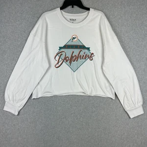 Miami Dolphins Shirt Womens 2XL White Long Sleeve Crop WEAR By Erin Andrews - Picture 1 of 12