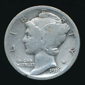 United States 1916-D 10C - Mercury Dime (Good) Popular Key Date - Picture 1 of 2