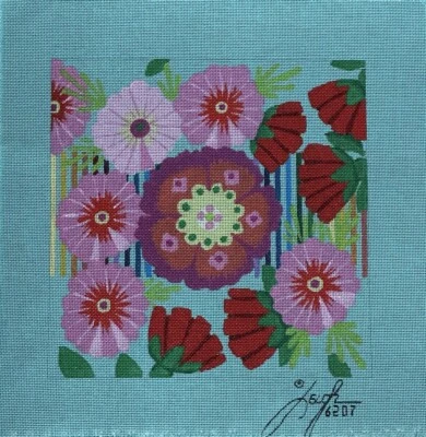 "Mariachi Flora Leigh Designs pintado a mano lona verde punta de aguja 18 quilates 6207 10""" Foto 1 de 4