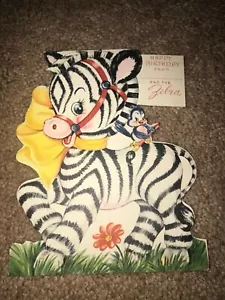 RARE VTG. 1949 Happy Birthday American Greeting Card How the Zebra got stripes - Picture 1 of 9