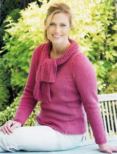 ~ Sirdar Knitting Pattern For Lady's Pretty Scarf-Neck Sweater ~ 32" ~ 40" ~ - Picture 1 of 1