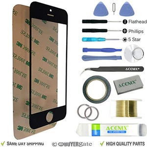 iPhone 5s 5c 5 Original Frontglas Display Ersatz Reparatursatz schwarz - Bild 1 von 11