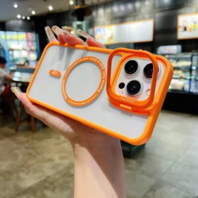 For iPhone 15 14 13 12 11 Pro Max Magnet Camera Bracket Stand Ring Case Cover - Image 1 of 4