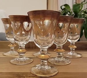 Set Of 6 Vintage Medici By Arte Italica Water Goblets Italian Blown Glass - Picture 1 of 11
