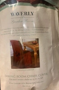 Waverly Chenille Chair Cover Garnet Red Dining Room Armless Parson Fit To 42” - Picture 1 of 6