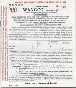 ITHistory (1972) WANGCO Rare Prospectus Q - Imagen 1 de 1