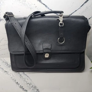 Vintage Coach Black Leather Metropolitan Briefcase Messenger Shoulder Bag 5180 - Picture 1 of 11