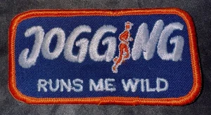 Vintage JOGGING RUNS ME WILD ~Iron On Patch ~ Sports Exercise ~Show Your Passion - Picture 1 of 3