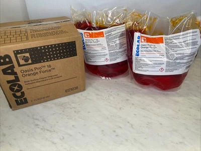 Lote 2 6121038 desengordurante limpador multi-superfície Ecolab Oasis Pro 16 Orange Force - Imagem 1 de 4