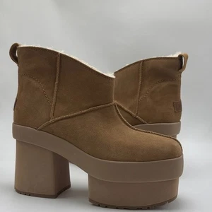 UGG NEW HEIGHTS PLATFORM MINI tan WOMEN'S BOOTS SIZE US 10 - Picture 1 of 6