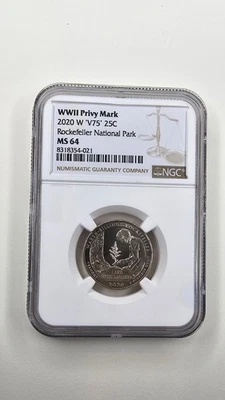 ⭐ 2020 W MARSH BILLINGS ROCK NGC CERTIFIED MS64 #513 - Image 1 of 2