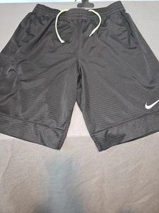 Nike Basketball Shorts Men’s Size M Black Mesh Dri-Fit White Swoosh Athletic Gym - Picture 1 of 4