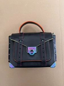 EUC Michael Kors Manhattan Black / Neon Medium Satchel Bag Handbag - Picture 1 of 8