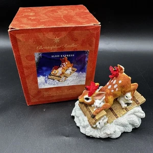CHRISTOPHER RADKO WOODLAND WINDS SLED EXPRESS CHRISTMAS FIGURINE - Picture 1 of 11