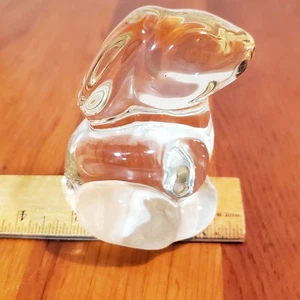 VTG Solid Glass 3.25" Tall Bunny Rabbit Decor Figurine Heavy Paperweight CLEAN - Picture 1 of 9