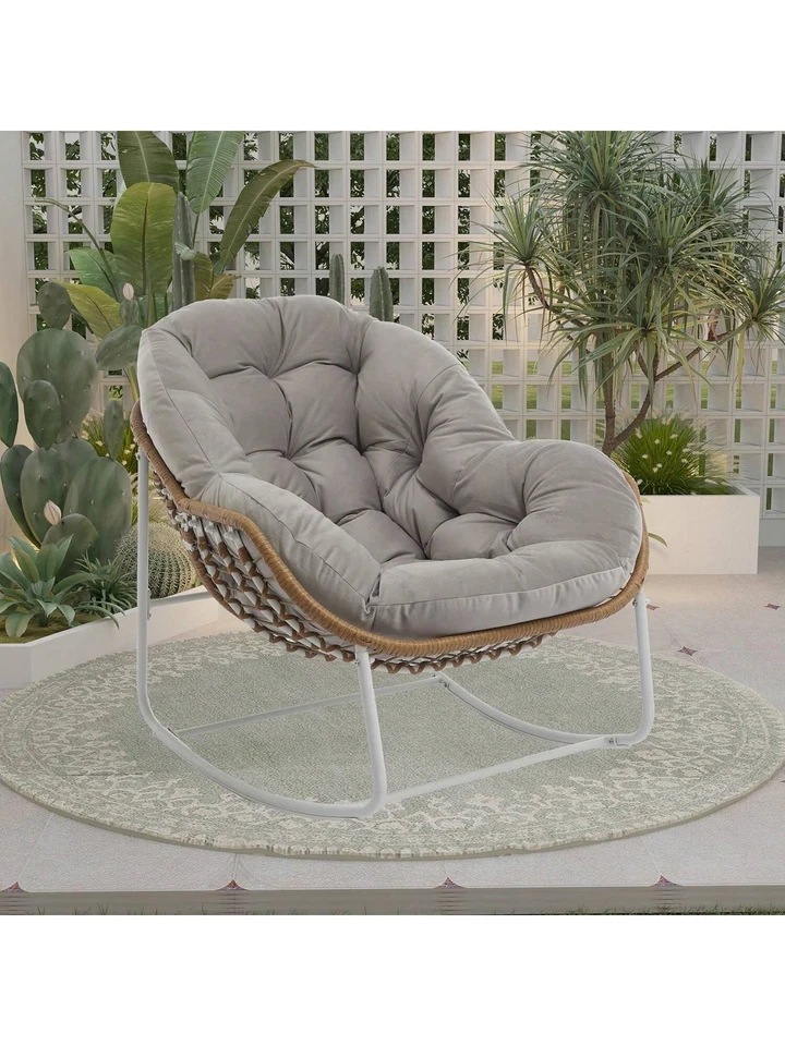 Mecedora Huevo de ratán de gran tamaño con cojín interior exterior Papasan Foto 1 de 4