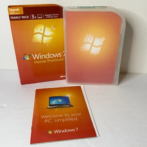 Windows 7 Home Premium 3 PC Upgrade Family Pack 32/64 Bit w/Product Key OPEN BOX - Picture 1 of 7