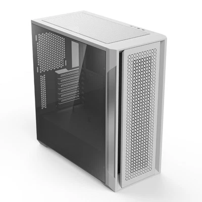 ALmordor Gaming Computer PC Case with Tempered Glass and Front Mesh E-ATX, White - Image 1 of 4