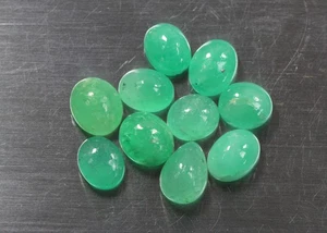 14.00 CTS_WHOLESALE PRICE_10 Pcs_100 % NATURAL GREEN COLOMBIAN EMERALD CABOCHON - Foto 1 di 3
