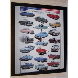 Mega Bild mit Wanduhr  " Amerika Car Cars" in ca. 50x40cm mit 3cm Holzrahmen - Bild 1 von 1