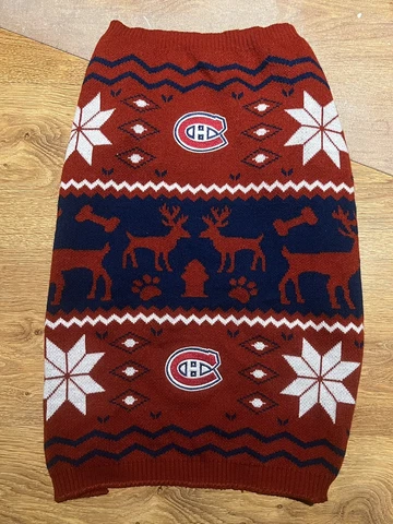 Montreal Canadiens NHL Hockey Knit Christmas Holiday Dog Sweater Jacket Vest XL Cover