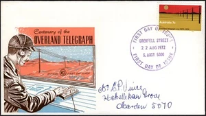 Australia Centenary of Overland Telegraph 1972 7c WCS dirigido FDC, en muy buen estado - Imagen 1 de 1