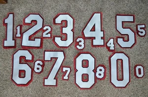 WEISS-SCHWARZ-ROT Hockey Trikot Rücken + Ärmel 12" Tackle Twill Nummer Set Kit 186 - Bild 1 von 1