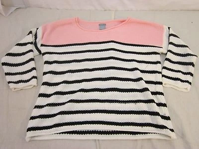 CAMISA CHARLOTTE RUSSE ROSA BLANCO NEGRO A RAYAS PUNTO CROCHET MANGA LARGA L Foto 1 de 4