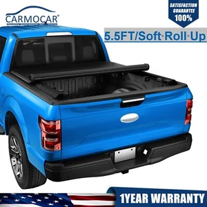 5.5 FT Soft Roll Up Tonneau Cover For Ford F-150 F150 2015-2024 - Picture 1 of 18