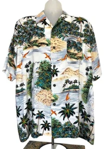 Classic Hawaiian print shirt by Ocean Current. Beach scenes. Size L/XL - Picture 1 of 5