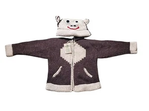 Earth Ragz Knit Sweater Kids Size 2 Kids Wool Blend Full Zip Hooded - Picture 1 of 4