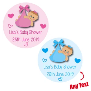 48 x Baby Shower Gender reveal Personalised Stickers Pregnant Mom Party Bag 902 - Picture 1 of 6