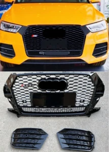 Parachoques rejilla de malla de nido de abeja + parrilla antiniebla para Audi 2016 2017 2018 Q3 RSQ3 SQ3 - Imagen 1 de 5