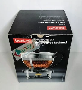 Bodum K11143-16 Chambord Set, tea maker 1.3L, with Rechaud Shiny - silver/black - Picture 1 of 2