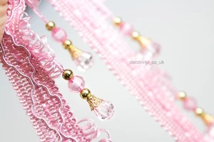 2M TRIM CURTAIN CRYSTAL FRINGE TASSEL DRESS CUSHION SEWING EDGING DRESS INDIAN - Picture 1 of 19