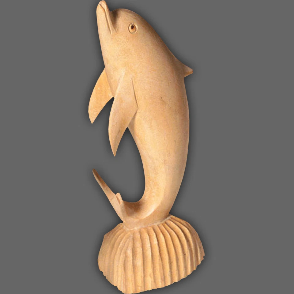 Glücks-Delfin Holz Delphin Delfin Figur Skulptur Feng Shui Glücksbringer, ~15 cm - Bild 1 von 1