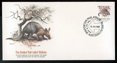 AUSTRALIA 1981 FIRST DAY COVER, THE BRIDLED NAIL-TAILED WALLABY !! N15 - Image 1 of 2