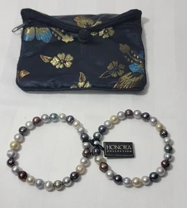 Collezione Honora - 2 Pezzi Bracciali - Perle Coltivate Nuove Con Sacchetto - Vintage Anni 90 - Foto 1 di 6