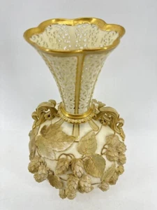 Antike Grainger Royal China Worcester handbemalte netzförmige seltene alte Vase - Bild 1 von 19