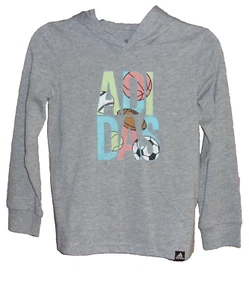 ADIDAS Boy's Gray Hooded Long Sleeve T-Shirt Size: 5 Style #AG6553C NWT $26 - Picture 1 of 4