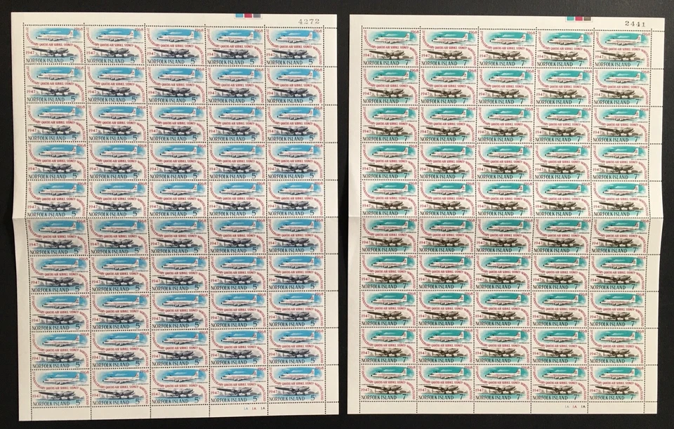 1968 Norfolk Island Qantas Air Service SG96 & SG97 Full Sheets MNH - Image 1 of 1