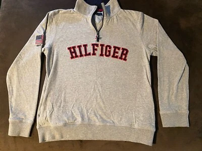 Tommy Hilfiger Niños Camisa Manga Larga 1/4 Cremallera Pullover Talla L 16/18 Gris. Bandera Foto 1 de 4