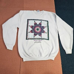 As Is* VTG Amish Quilt Print Sweatshirt Adult Medium White Lancaster 2005 U0b - Picture 1 of 19