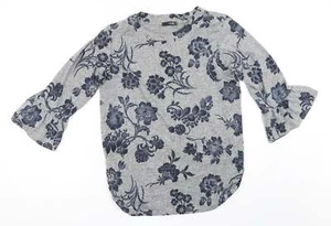 Quiz Womens Grey Round Neck Floral Polyester Blend Jumper Size 14 - Picture 1 of 12