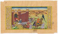 Mughal Miniature Art Hand Paint Historical Procession Watercolor Painting Decor