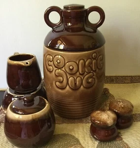 McCoy 6pc.Little Brown Jug Cookie Jar Pottery Collection Vintage/Read - Picture 1 of 14