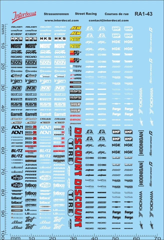 Carreras callejeras 01 1/43 imagen corredera húmeda calcomanía 95x69mm INTERDECAL - Imagen 1 de 1