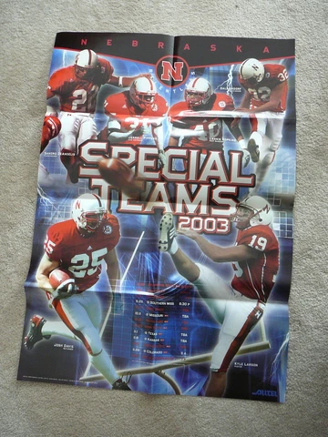 NEBRASKA CORNHUSKERS FOOTBALL 2003 OFFICIAL SCHEDULE  SPECIAL TEAMS - 22x32 - NM Cover