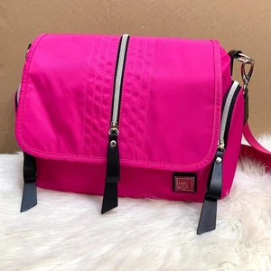 IHKWIP Ruby Berry Pink Nylon "THE CITY" Flap Crossbody Satchel NWOT - Picture 1 of 19
