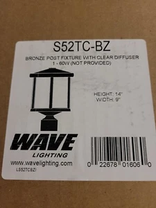 Wave Lighting S52TC-BZ Bronze Post Fixture w/Clear Diffuser, NEW IN BOX - Picture 1 of 2